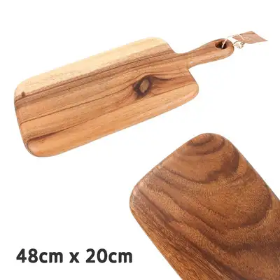 48x20 Natural Wood Handle Long Rectangular Serving Board | Wood Home Party Plate Plating Cheese Board