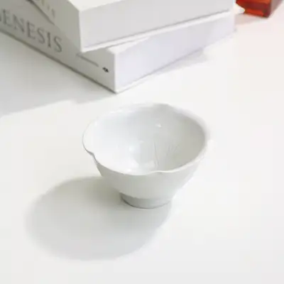 白瓷陶轮莲叶分茶杯 120ml