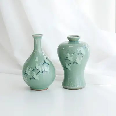 青瓷鹤纹梅酒瓶套装(迷你)