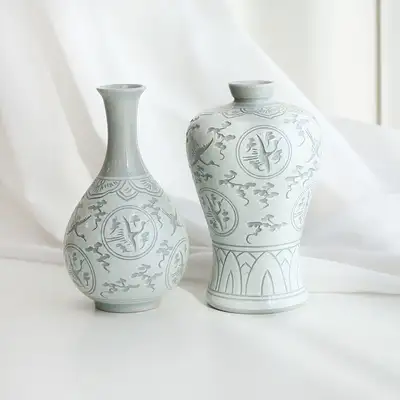 青瓷回云鹤梅酒瓶套装(特小)