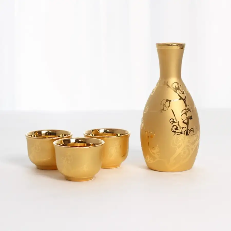 名牌纯金镀金清酒套装 — 1