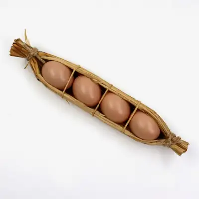 传统装饰品 稻草编织鸡蛋4格T