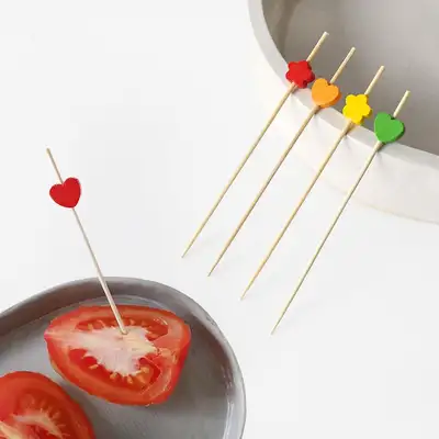 Bamboo Color Fruit Picks 50pcs / 100pcs (Cocktail Picks Hamburger Skewers Bento Box Deco Picks Disposable)