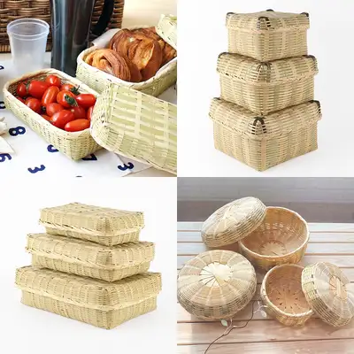 Bamboo Steamer Basket Collection (Chuseok Holiday Gift Tteok Box Korean Dessert Box Ceremonial Offering Bento Box Tableware Set)