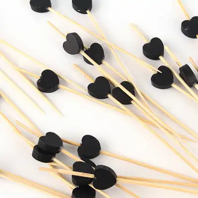 Black Heart Bamboo Color Fruit Pick Skewer 100P Hamburger Sandwich Mini Fork Cocktail Pick