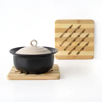 Bamboo Stripe Square Trivet | Hot Pot Holder