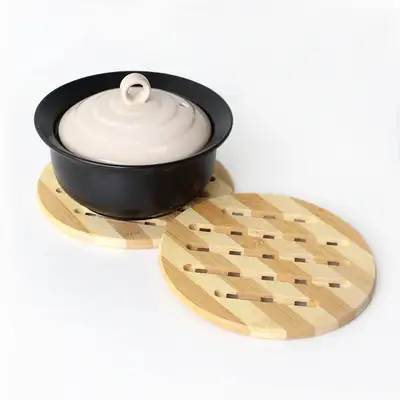Bamboo Stripe Round Trivet | Stone Pot & Pot Holder