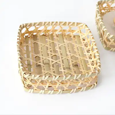L Bamboo Square Deep Fry Basket | Japanese Style Sieve Bowl Dish