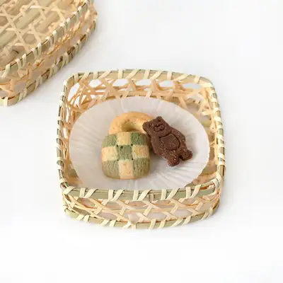 S Bamboo Square Tempura Basket | Japanese Dish Bowl Strainer
