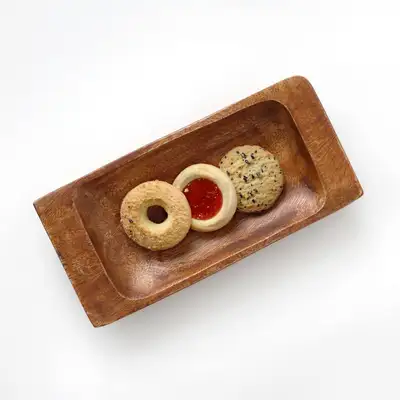 Flat-Handle Wood Appetizer Dish 1022 | Home Cafe Wooden Plate
