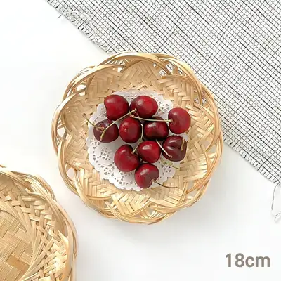 18cm Bamboo Flower Strainer Basket (Tempura Plate, Camping Dish, Mini Bowl, Izakaya Flower Strainer, Japanese Cuisine Decorative Item)