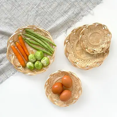 Bamboo Flower Strainer Basket (Tempura Dish, Camping Mini Bowl, Izakaya Flower Basket, Japanese Style Decorative)