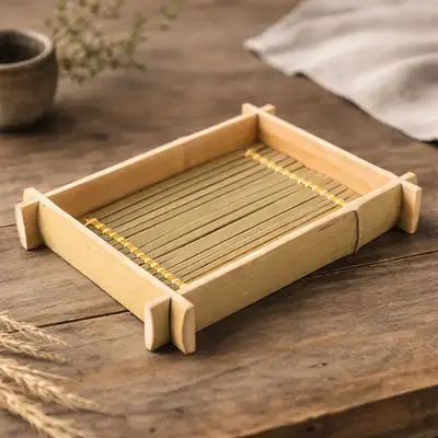 竹製角型そば台 1P（蕎麦うどん皿 そば面置き そばトレー 和食 器 小物）