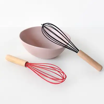ウッドハンドルシリコン泡立て器 | 生クリーム 卵 メレンゲ ホイッパー
