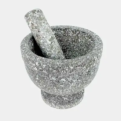 15cm 国産ミニ石臼 石杵セット | にんにく つぶし 刻み用