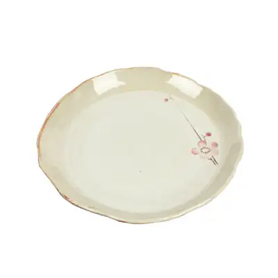 粉青梅花圆形自助餐盘 中号