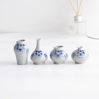 高丽青瓷牡丹迷你花瓶4件套