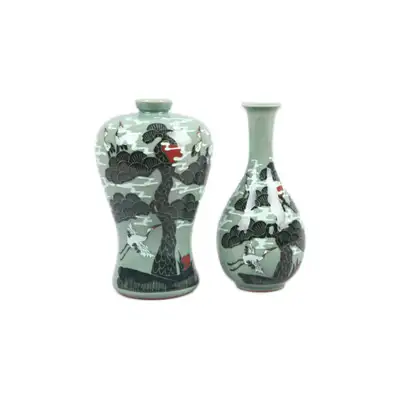 青瓷长生梅酒瓶套装(特小)