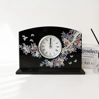 Inlaid Mother-of-Pearl Lacquerware Plum Blossom Desk Clock