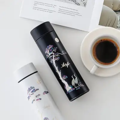 Longevity Crane Mother-of-Pearl Lacquerware Stainless Steel Tumbler 500ml