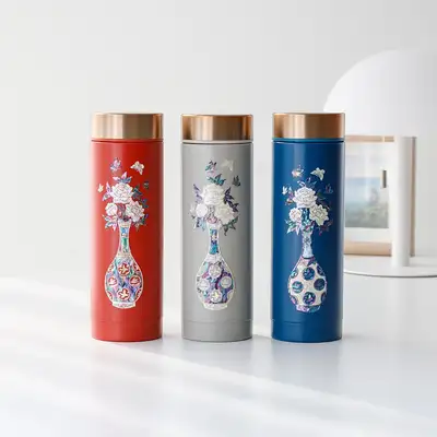 Mother-of-Pearl Inlay Vase Pattern Stainless Steel Tumbler 300ml
