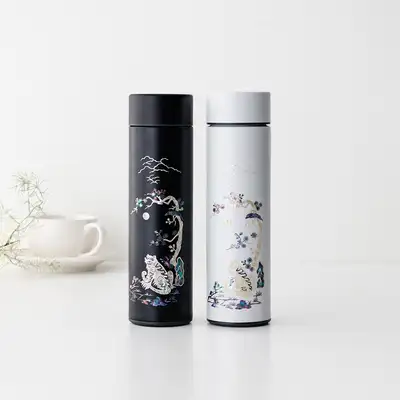 Nacre Inlay Lacquerware Magpie Tiger Stainless Steel Tumbler 500ml