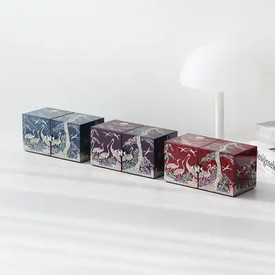 Shellwork Lacquerware Korean Paper Double-Layer Abalone Jewelry Box (Medium) Cranes and Pine