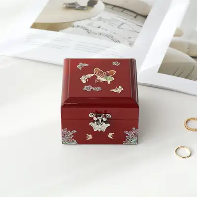 Inlaid Mother-of-Pearl Square Bean Bin Jewelry Box