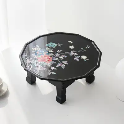 Nacre and Lacquerware 12-Sided Peony Flower Hand-Painted Folding Table 45cm