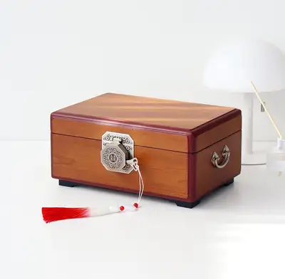 Premium Simple Antique Lacquered Jewelry Box 30cm