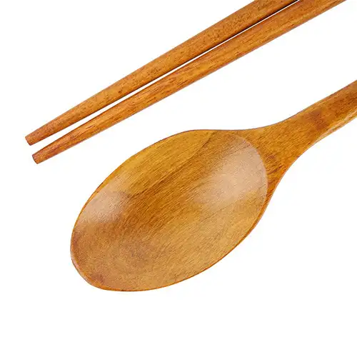 天然うるし塗り小型スプーン・箸セット ナチュラル（韓食堂 木製原木調理道具 スプーン 箸） — 3