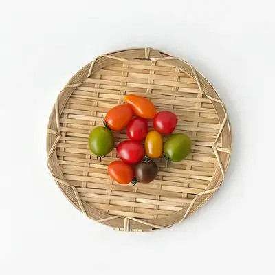 24cm 竹製円形盛り皿 | 伝統チェバン 名節 そば皿 チジム 包み菜 揚げ物 プレート