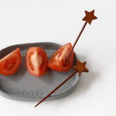 S. Star Rose Wood Fruit Pick | Burger Sandwich Fork Dessert Pick