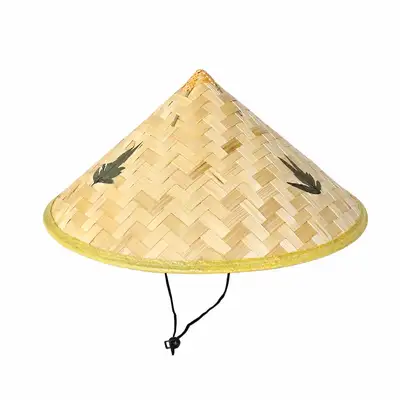 42cm 円錐形農笠 木の葉 竹製 夏帽子 伝統農笠 農作業帽子 釣り 登山 紫外線カット 笠