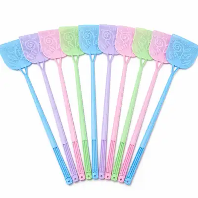 70cm カラーランダム 四角 ハエたたき 10本セット（夏 虫よけ ハエ退治 おばあちゃんの家 プラスチック 高弾性 懐かしい 蚊たたき）