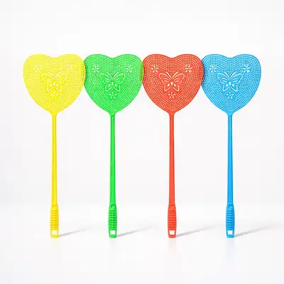 50cm カラーランダム ハート ハエ叩き 4本セット
