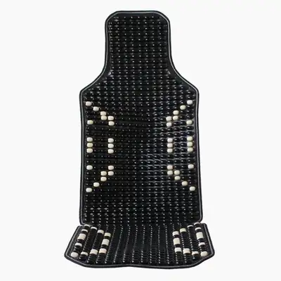 天然木製ビーズカーシートクッション ブラック (夏用通気性冷却マッサージシート バス オフィス 車用)