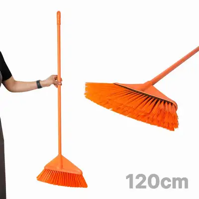 120cm プラスチック箒（美容室 オフィス 教室 学校 ロング箒 屋外 清掃用具 庭 ロングハンドル箒）