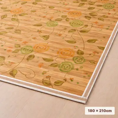 リビング180cm フラワー大ござ 17mm（涼しい寝具 竹ゴザ 通風 夏用ござ カーペット 大型マット）