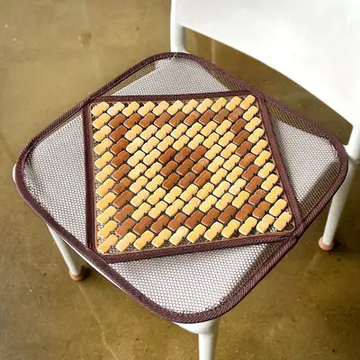 Mahjong Tile Mesh Breathable Cushion (Cool Summer Wooden Bead Acupressure Seat Pad for Office and Car)
