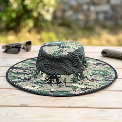 Zaitun Mesh Hat (Summer Brim Hat Jungle Safari Military Survival Hat UV Protection Fishing Work Cap)