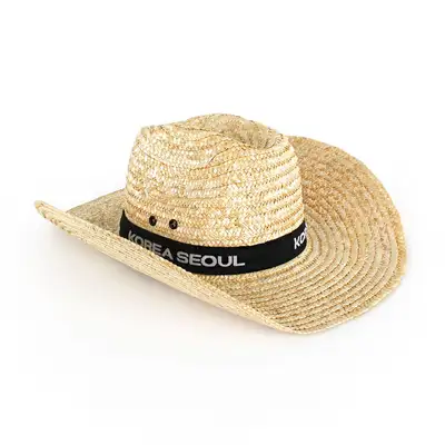 Cowboy Straw Hat (Summer Wide-Brim Jungle Water Hyacinth Hat UV Sun Protection Fishing Farm Work Hat)