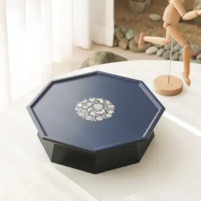 螺钿漆器炫彩八角蝴蝶贝壳茶桌(中) 28厘米