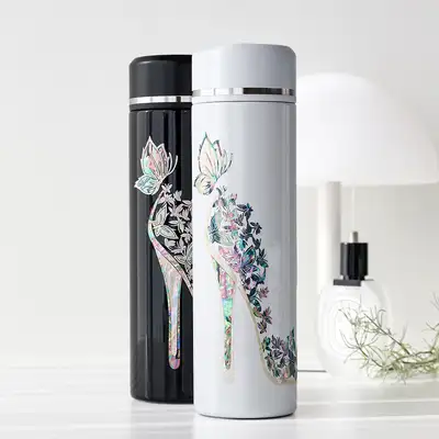 螺钿漆器蝴蝶高跟鞋不锈钢贝壳纹保温杯 500ml