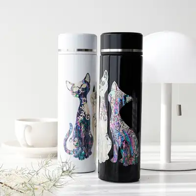 螺钿漆器猫咪不锈钢贝壳纹保温杯 500ml