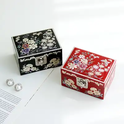 郎才螺钿漆器宇宙小豆贝壳盒 11厘米(金英万文化遗产工艺师作品) 贝壳珠宝盒 饰品收纳盒 戒指收纳盒