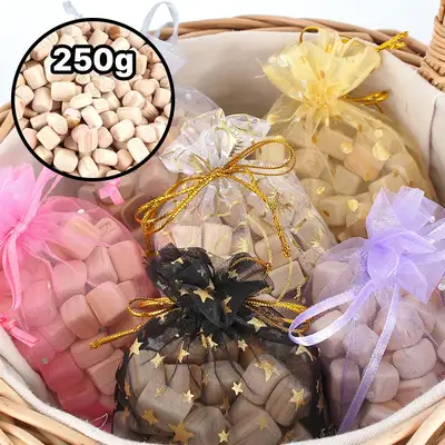 250g Hinoki Wood Cube Potpourri (Fragrance Sachet Air Freshener Hinoki Scent Cube Chips Group Gift Mesh Pouch)