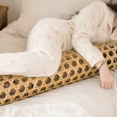 Traditional Breathable Bamboo Body Pillow with Cover (Long Body Pillow Leg Pillow Summer Cooling Pillow Car Camping)