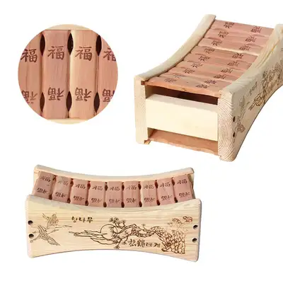 Korean Fragrant Wood Traditional Wooden Pillow - Neck Support Pillow (Seasonal Summer Pillow Natural Wood Firm Pillow Health Pillow Filial Piety Gift Cool Pillow)