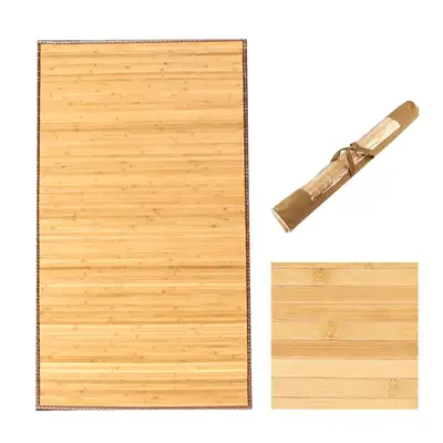 Bamboo Straw Mat Plain Weave 17mm Single Size (Cool Bed Mat Breathable Summer Mat Carpet Woven Mat Single Mattress)